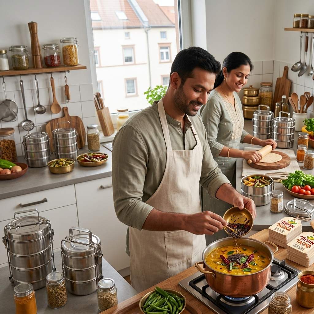 Tiffin Tadka founders cooking in their kitchen